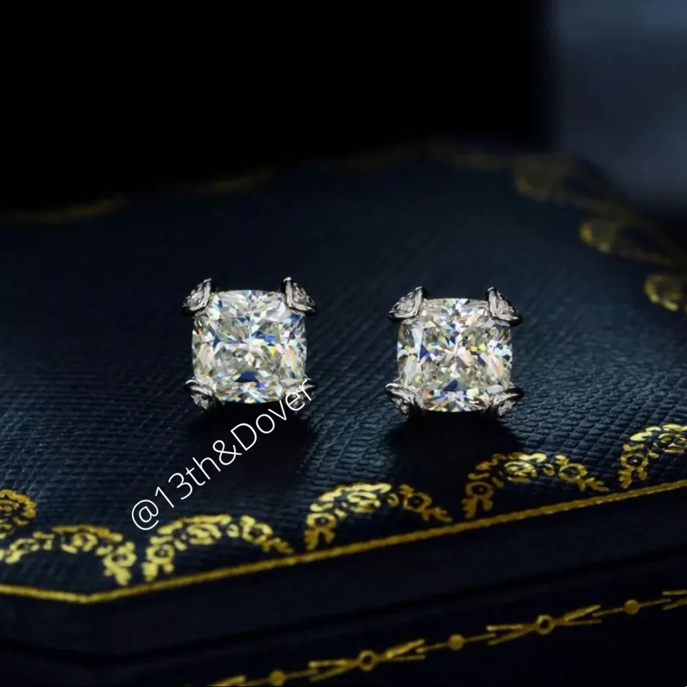 2ct Cushion Cut Earrings - Picture 7 of 11